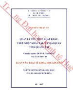 Luận văn thạc sĩ QUẢN lý THU THUẾ XUẤT KHẨU, THUẾ NHẬP KHẨU tại cục hải QUAN TỈNH QUẢNG TRỊ min 