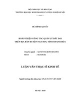 Hoàn thiện công tác quản lý nhà nước về đất đai trên địa bàn huyện Nga Sơn, tỉnh Thanh Hóa