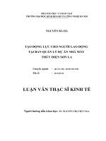 Tạo động lực cho người lao động tại Ban quản lý dự án nhà máy thủy điện Sơn La