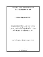 Thực hiện chính sách xây dựng nông thôn mới ở huyện Hòa Vang, thành phố Đà Nẵng hiện nay