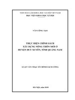 Thực hiện chính sách xây dựng nông thôn mới ở huyện Duy Xuyên, tỉnh Quảng Nam