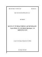 Quản lý về hoạt động lập kế hoạch tại công ty cổ phần đo đạc và khoáng sản 