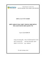 Điều khoản đặc biệt trong hợp đồng mua bán hàng hóa quốc tế 