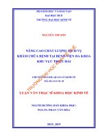 NÂNG CAO CHẤT LƯỢNG DỊCH vụ KHÁM CHỮA BỆNH tại BỆNH VIỆN đa KHOA KHU vực TRIỆU hải 