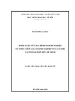 PHÁP LUẬT về tài CHÍNH DOANH NGHIỆP từ THỰC TIỄN các DOANH NGHIỆP vừa và NHỎ tại THÀNH PHỐ hồ CHÍ MINH 