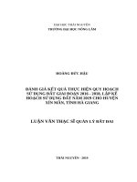 Đánh giá kết quả thực hiện quy hoạch sử dụng đất giai đoạn 2016 2018, lập kế hoạch sử dụng đất năm 2019 cho huyện xín mần, tỉnh hà giang 