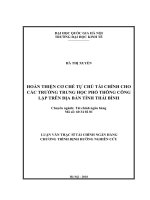 Hoàn thiện cơ chế tự chủ tài chính cho các trường trung học phổ thông công lập trên địa bàn tỉnh Thái  Bình