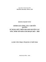 Đánh giá công tác chuyển quyền sử dụng đất trên địa bàn huyện lục yên, tỉnh yên bái giai đoạn 2015 2018 