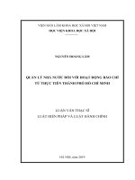QUẢN lý NHÀ nước đối với HOẠT ĐỘNG báo CHÍ từ THỰC TIỄN THÀNH PHỐ hồ CHÍ MINH 