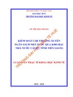 Kiểm soát chi thường xuyên NSNN qua KBNN cái bè, tỉnh tiền giang 