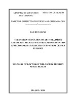 Thực trạng tuân thủ điều trị ARV, một số yếu tố liên quan và hiệu quả can thiệp tại một số phòng khám ngoại trú tại Hà Nội ttta
