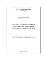 Thực hiện chính sách xây dựng nông thôn mới trên địa bàn huyện sơn tây, tỉnh quảng ngãi 