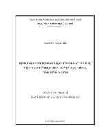 ĐỊNH tội DANH tội ĐÁNH bạc THEO LUẬT HÌNH sự VIỆT NAM từ THỰC TIỄN HUYỆN dầu TIẾNG, TỈNH BÌNH DƯƠNG