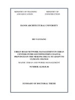 Quản lý mạng lưới đường đô thị các đô thị tỉnh lỵ ven biển tây nam vùng đồng bằng sông cửu long thích ứng với biến đổi khí hậu tt tiếng anh 