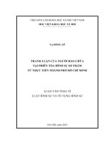 TRANH LUẬN của NGƯỜI bào CHỮA tại PHIÊN tòa HÌNH sự sơ THẨM từ THỰC TIỄN THÀNH PHỐ hồ CHÍ MINH 