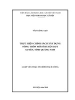 Thực hiện chính sách xây dựng nông thôn mới ở huyện duy xuyên, tỉnh quảng nam 