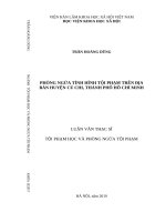 PHÒNG NGỪA TÌNH HÌNH tội PHẠM TRÊN địa bàn HUYỆN củ CHI, THÀNH PHỐ hồ CHÍ MINH 
