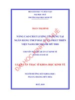 Nâng cao chất lượng tín dụng tại ngân hàng TMCP đầu tư và phát triển việt nam chi nhánh mỹ tho 