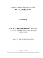 Thực hiện chính sách giải quyết khiếu nại, tố cáo từ thực tiễn huyện quế sơn, tỉnh quảng nam 