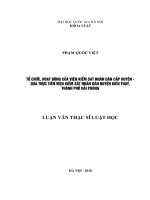 Tổ chức, hoạt động của Viện kiểm sát nhân dân cấp huyện  qua thực tiễn Viện kiểm sát nhân dân huyện Kiến Thụy, thành phố Hải Phòng.