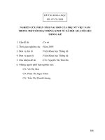 Nghiên cứu phân tích vai trò của phụ nữ Việt Nam trong một số hoạt động kinh tế xã hội qua số liệu thống kê