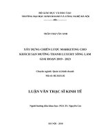 Xây dựng chiến lược marketing cho khách sạn Mường Thanh Luxury Sông Lam giai đoạn 2019  2023