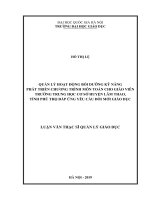 Quản lý hoạt động bồi dưỡng kỹ năng phát triển chương trình môn Toán cho giáo viên trường trung học cơ sở của huyện Lâm Thao, tỉnh Phú Thọ đáp ứng yêu cầu đổi mới giáo dục
