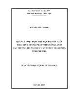 Quản lý hoạt động dạy học bộ môn toán theo định hướng phát triển năng lực ở các trường THCS huyện Thanh Sơn, tỉnh Phú Thọ