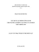 Xây dựng lộ trình công danh cho người lao động tại Công ty Cổ phần Viễn thông FPT