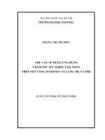 Nhu cầu sử dụng ứng dụng chăm sóc sức khỏe tâm thần trên nền tảng internet của cha mẹ và trẻ