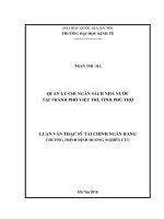 Quản lý chi ngân sách nhà nước tại thành phố Việt Trì, tỉnh phú Thọ.