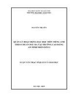 Quản lý hoạt động dạy học môn Tiếng Anh theo chuẩn đầu ra tại Trường Cao đẳng An ninh nhân dân I