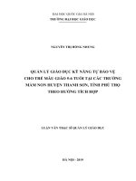 Quản lý giáo dục kỹ năng tự bảo vệ cho trẻ mẫu giáo 56 tuổi tại các trường mầm non huyện Thanh Sơn, tỉnh Phú Thọ theo hướng tích hợp