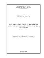 Quản lý hoạt động chăm sóc và nuôi dưỡng trẻ  trường Mầm non Vĩnh Nguyên 2, Thành phố Nha Trang, Tỉnh Khánh Hòa