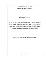 Quản lý dạy học môn Sinh học bằng bài toán nhận thức theo hướng phát triển năng lực học sinh ở các trường THPT trên địa bàn huyện Thanh Ba, tỉnh Phú Thọ