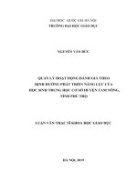 Quản lý hoạt động đánh giá theo định hướng phát triển năng lực tại các trường trung học cơ sở huyện Tam Nông, tỉnh Phú Thọ
