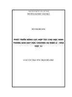 Phát triển năng lực hợp tác cho học sinh thông qua dạy học chương Sự điện li – Hóa học 11