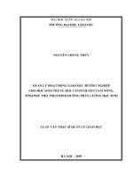 Quản lý hoạt động giáo dục hướng nghiệp cho học sinh trung học cơ sở Huyện Tam Nông, tỉnh Phú Thọ theo định hướng phân luồng học sinh