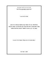 Quản lý hoạt động dạy học ở các trường Trung học cơ sở huyện Thanh Sơn, tỉnh Phú Thọ theo hướng phát triển năng lực tự học