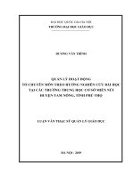 Quản lý hoạt động tổ chuyên môn theo hướng nghiên cứu bài học tại các trường trung học cơ sở miền núi huyện Tam Nông, tỉnh Phú Thọ