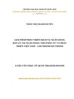 Giải pháp phát triển dịch vụ ngân hàng bán lẻ tại Ngân hàng TMCP Đầu tư và Phát triển Việt Nam – Chi nhánh Hà Thành