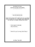 Tính toán, đánh giá và đề xuất các giải pháp nâng cao độ tin cậy lưới điện phân phối khu vực huyện Tư Nghĩa, tỉnh Quảng Ngãi