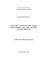 Ruộng đất và kinh tế nông nghiệp châu thượng lang, tỉnh cao bằng nửa đầu thế kỉ XIX 