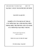 NGHIÊN cứu ỨNG DỤNG kỹ THUẬT cắt NIÊM mạc QUA nội SOI ỐNG mềm TRONG điều TRỊ THƯƠNG tổn tân SINH của NIÊM mạc đại TRỰC TRÀNG tt 