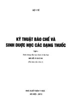 Kỹ thuật bào chế và sinh dược học các dạng thuốc  tập 1 (sách dùng đào tạo dược sĩ đại học) 