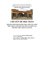 PHƯƠNG PHÁP BỒI DƯỠNG HỌC SINH YẾU, KÉM MÔN TIẾNG ANH LỚP 9