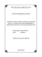 Nghiên cứu thực trạng và đề xuất giải pháp quản lý, sử dụng đất nông nghiệp hợp lý trên địa bàn huyện nam sách, tỉnh hải dương tt 