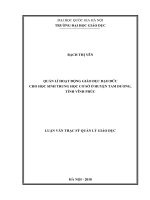 Quản lý hoạt động giáo dục đạo đức cho học sinh THCS ở huyện Tam Dương, tỉnh Vĩnh Phúc