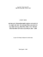 Đánh giá tình hình biến động giá đất ở và một số yếu tố ảnh hưởng giá đất ở tại một số xã, phường phía tây thuộc thành phố yên bái giai đoạn 2014 2018 