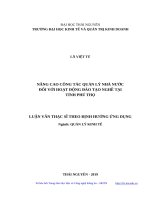Nâng cao công tác quản lý nhà nước đối với hoạt động đào tạo nghề tại tỉnh phú thọ 